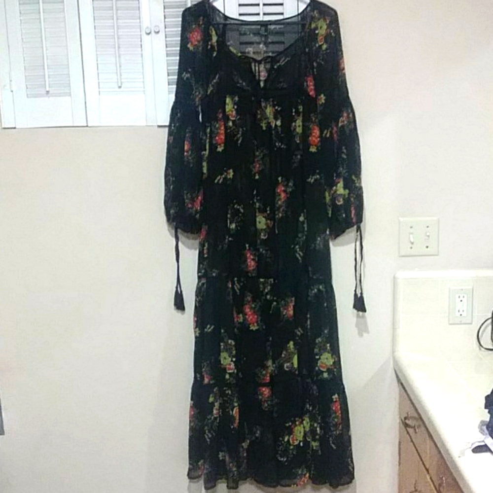 Forever 21 Dress Size M long sheer floral flowers